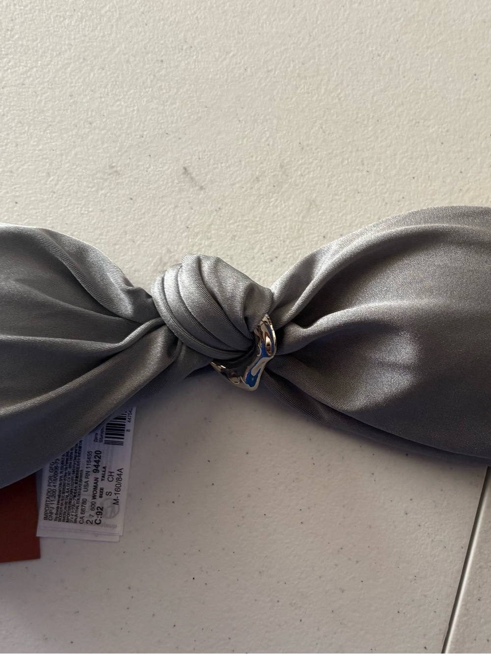 Mango Silver Knot-Detail Bandeau Bikini Top